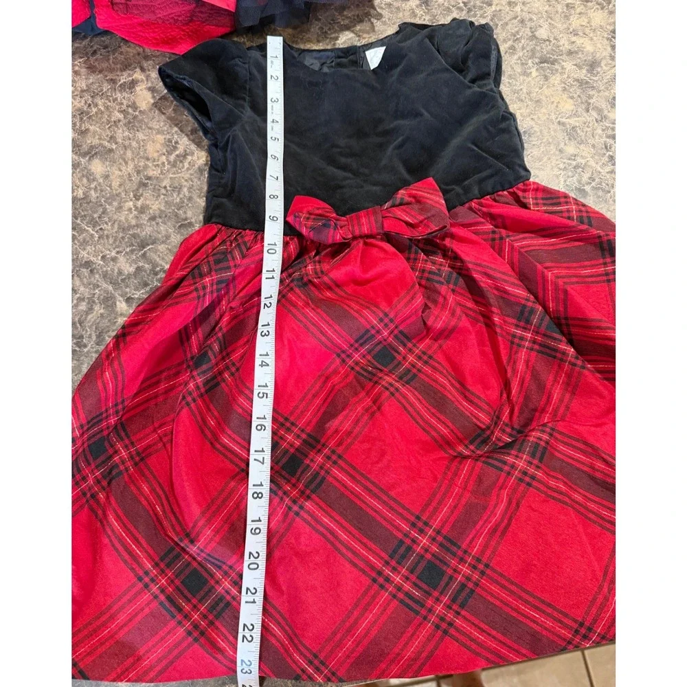 Gymboree Girls 4T Black Velvet Red Plaid Holiday Party Dress Bow Christmas
